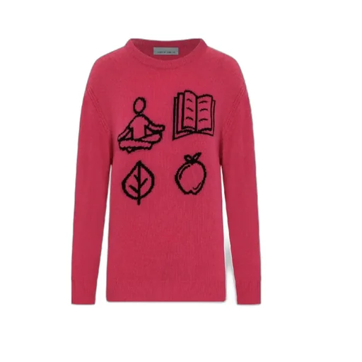 Graphic Intarsia Crewneck Sweater