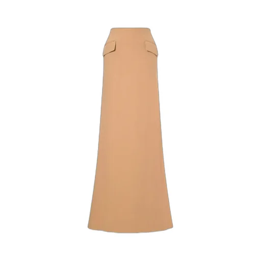 High-Waist Straight-Hem Satin Long Skirt