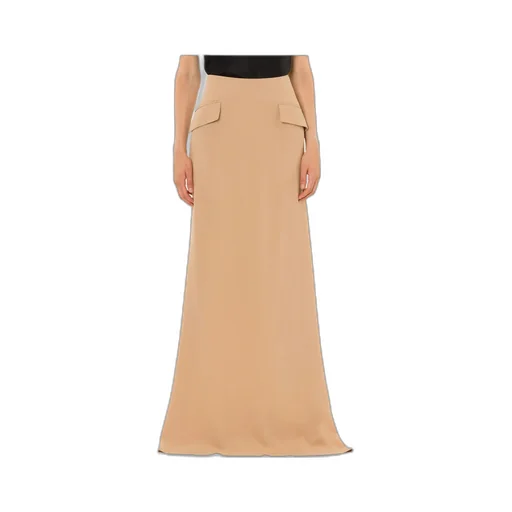 High-Waist Straight-Hem Satin Long Skirt