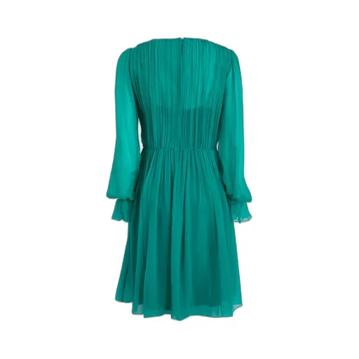 Pleated V-Neck Mini Dress