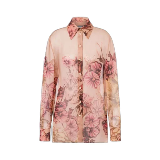 Tattoo-Print Silk Shirt