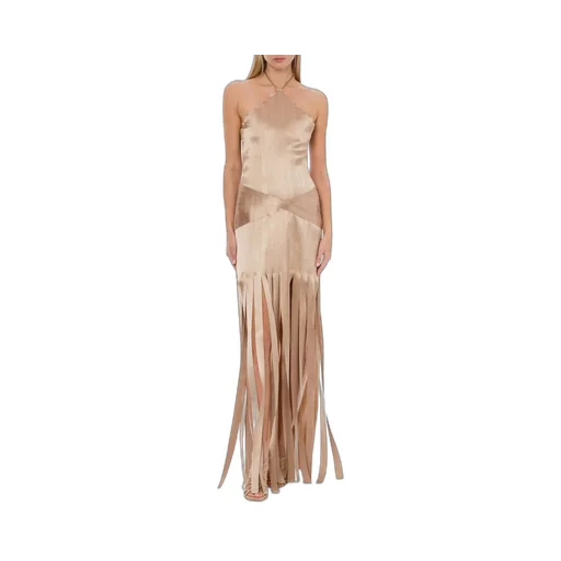 Pleated Sleeveless Halterneck Gown
