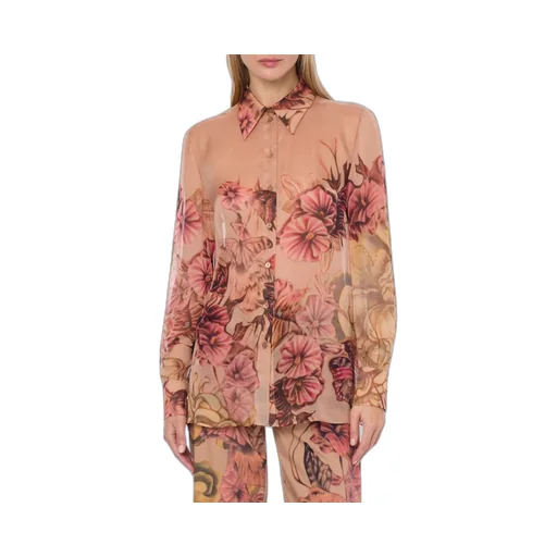 Tattoo-Print Silk Shirt
