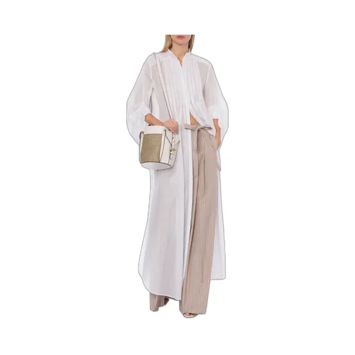 Striped Pleated Wide-Leg Trousers