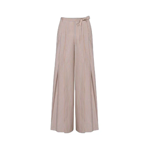 Striped Pleated Wide-Leg Trousers