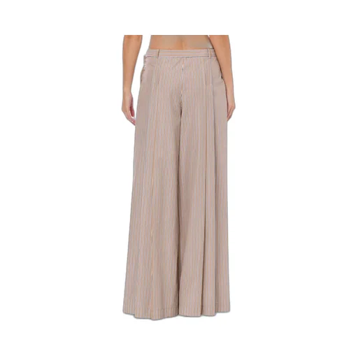 Striped Pleated Wide-Leg Trousers