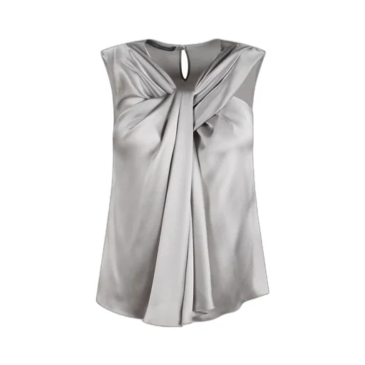 Sleeveless Gathered Satin Blouse