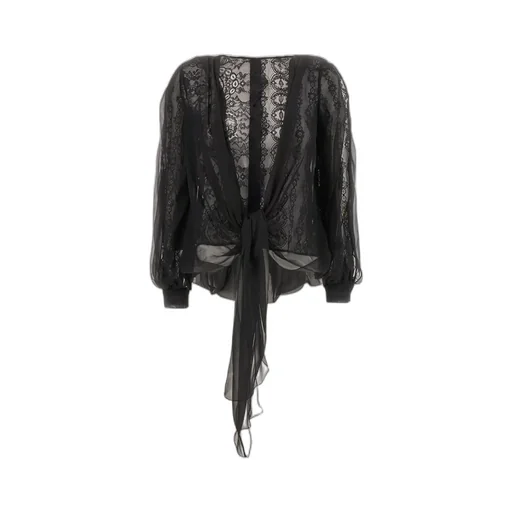 Lace Detailed Draped Blouse