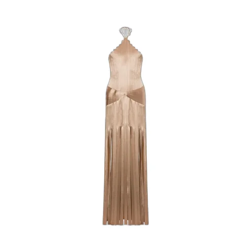 Pleated Sleeveless Halterneck Gown