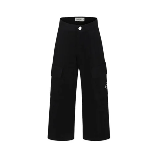 Logo Embroidered Wide-Leg Cargo Trousers