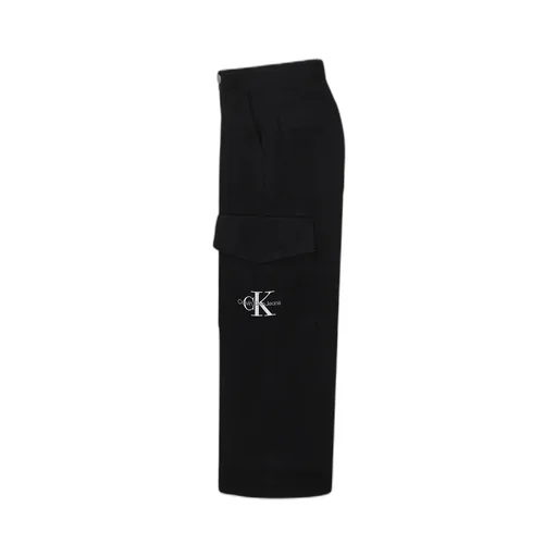 Logo Embroidered Wide-Leg Cargo Trousers