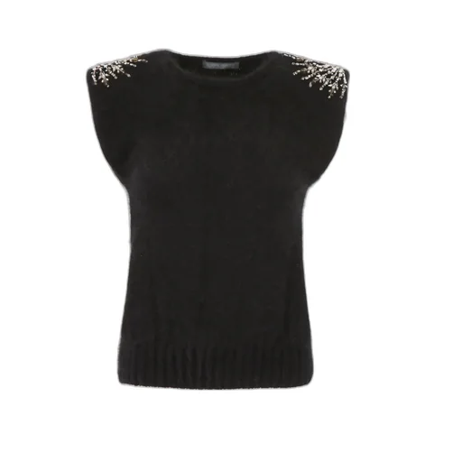 Rabbit Hair Crystal Inlaid Pullover