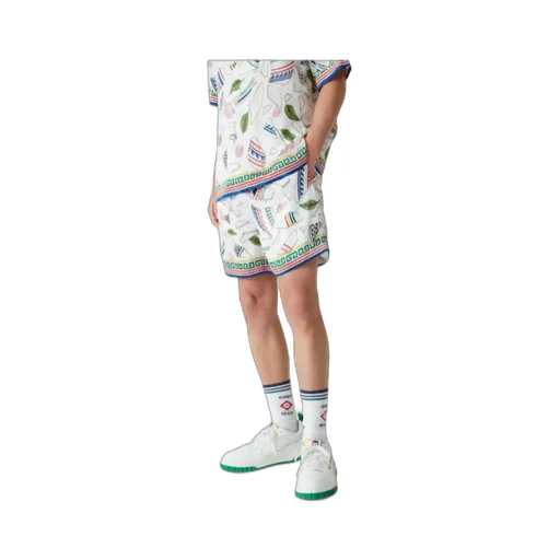 Graphic Printed Drawstring Bermuda Shorts