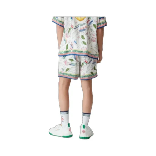 Graphic Printed Drawstring Bermuda Shorts