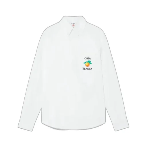 Orange Embroidered Long-Sleeved Shirt
