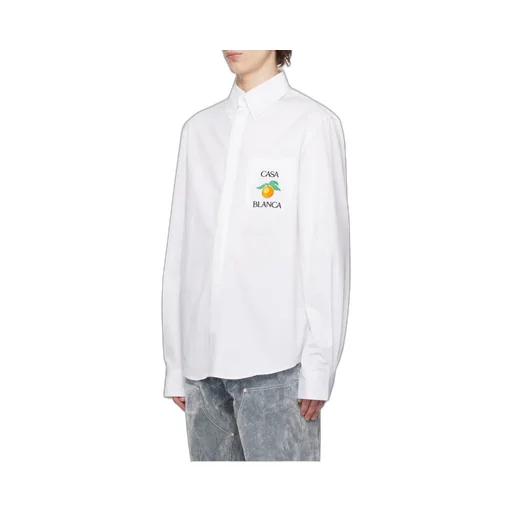 Orange Embroidered Long-Sleeved Shirt