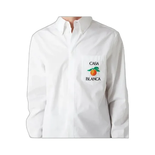 Orange Embroidered Long-Sleeved Shirt