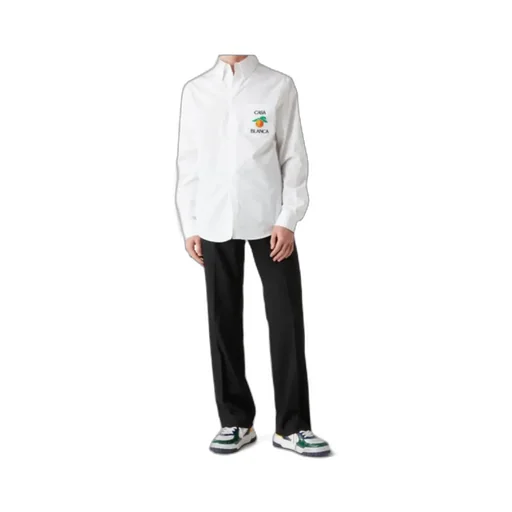 Orange Embroidered Long-Sleeved Shirt