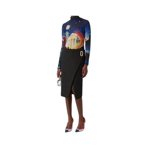 Graphic Printed High-Neck Top