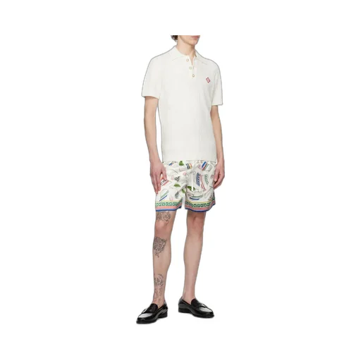 Graphic Printed Drawstring Bermuda Shorts