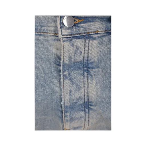 Distressed Logo Patch Straight-Leg Jeans