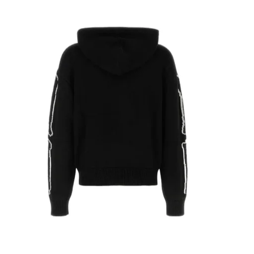 Logo Embroidered Drawstring Knitted Hoodie