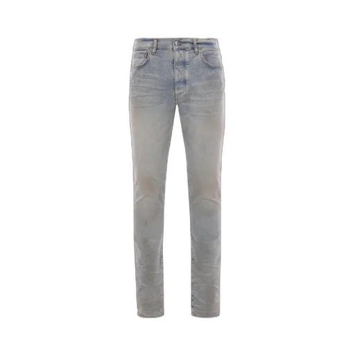 Distressed Logo Patch Straight-Leg Jeans