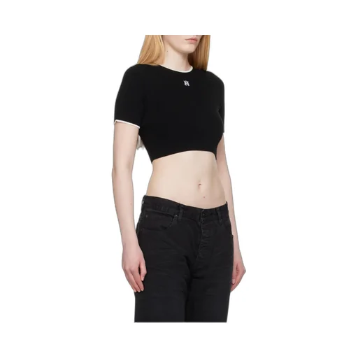 Ribbed Embroidered Logo Crop Top