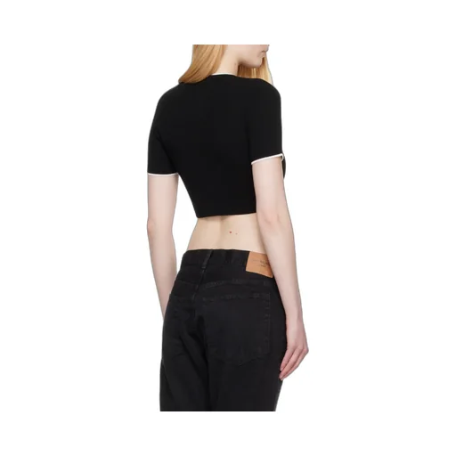 Ribbed Embroidered Logo Crop Top