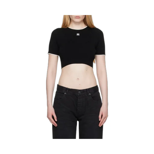 Ribbed Embroidered Logo Crop Top