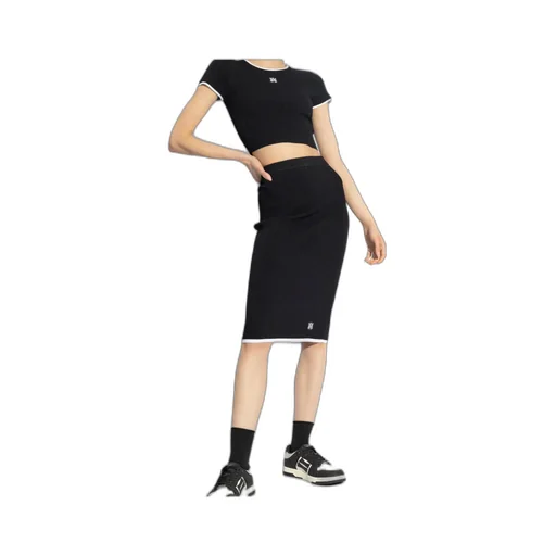 Ribbed Embroidered Logo Crop Top