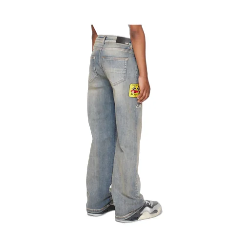 Patch-Embellished Wide-Leg Jeans