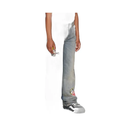 Patch-Embellished Wide-Leg Jeans