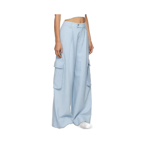 Pleated Wide-Leg Cargo Pants