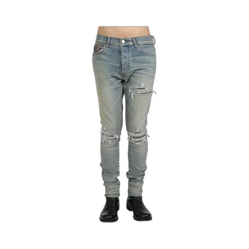 Leather-Trimmed Jeans