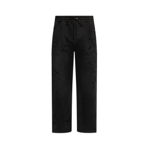 Distressed Finish Straight-Legged Jogging Trousers