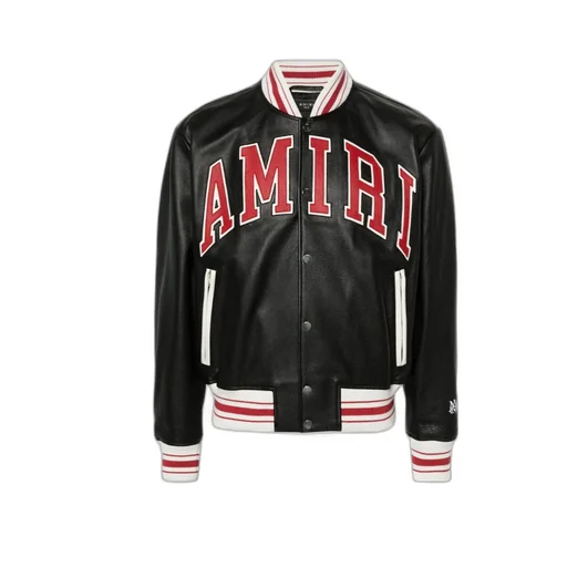 Logo-Appliqué Leather Bomber Jacket