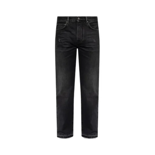 Vintage Effect Distressed Straight-Leg Jeans