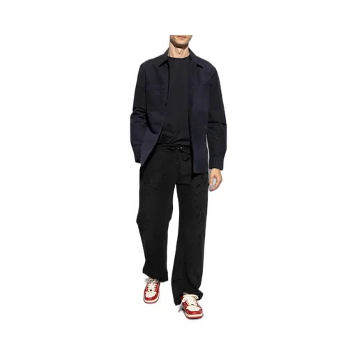 Distressed Finish Straight-Legged Jogging Trousers