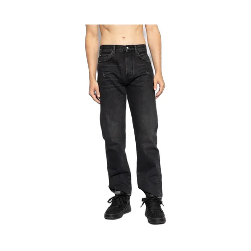 Vintage Effect Distressed Straight-Leg Jeans