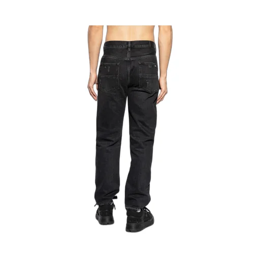 Vintage Effect Distressed Straight-Leg Jeans
