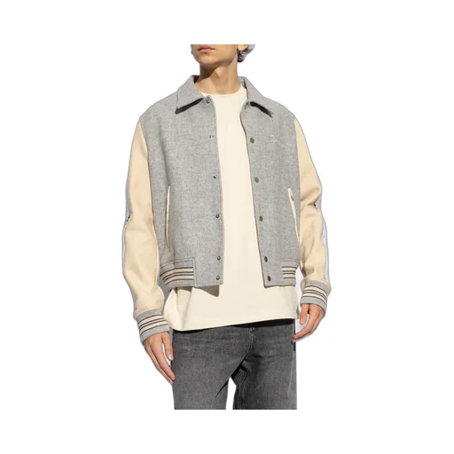 Contrasting-Sleeve Bomber Jacket
