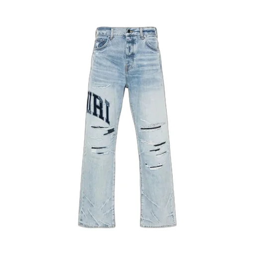 Varsity Logo Repair Mid-Rise Straight-Leg Jeans