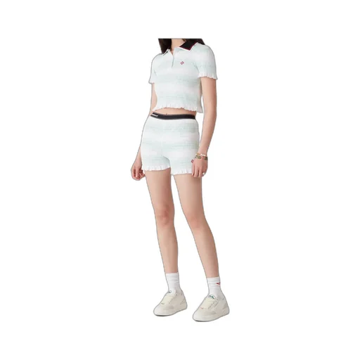 Striped Ruffled-Trim Track Shorts
