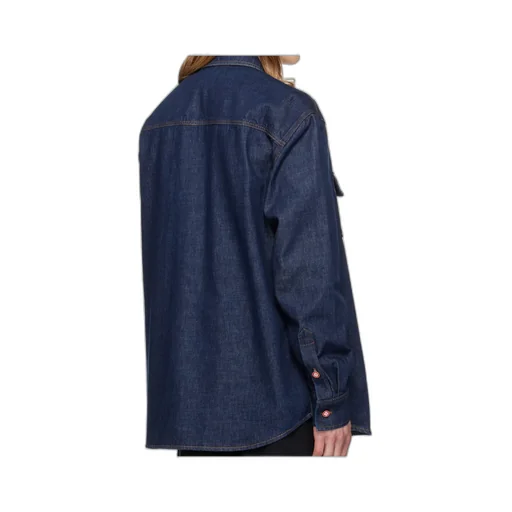 Logo Embroidered Denim Short Sleeved Shirt