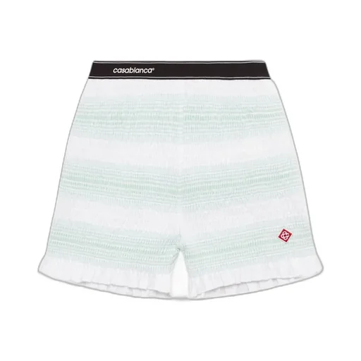 Striped Ruffled-Trim Track Shorts