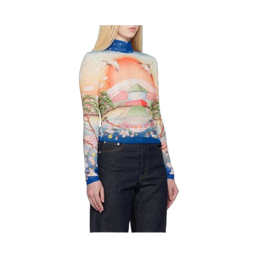 Long-Sleeved High-Neck Top