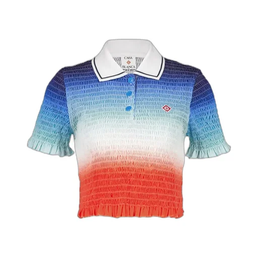 Gradient Shirred Polo Top