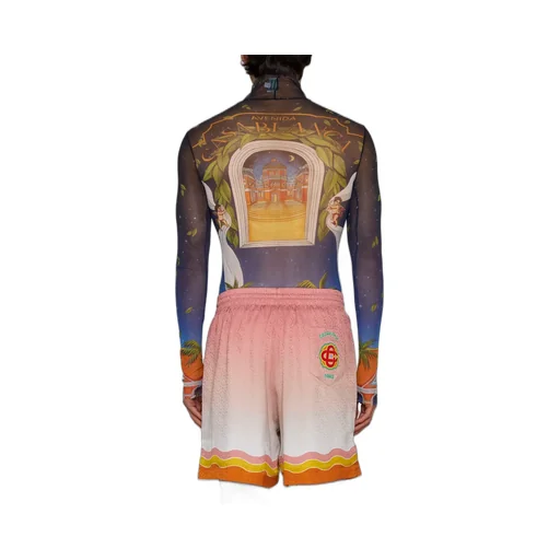 Gradient-Effect Drawstring Silk Shorts