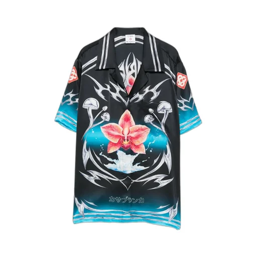 Orchid-Print Silk Shirt